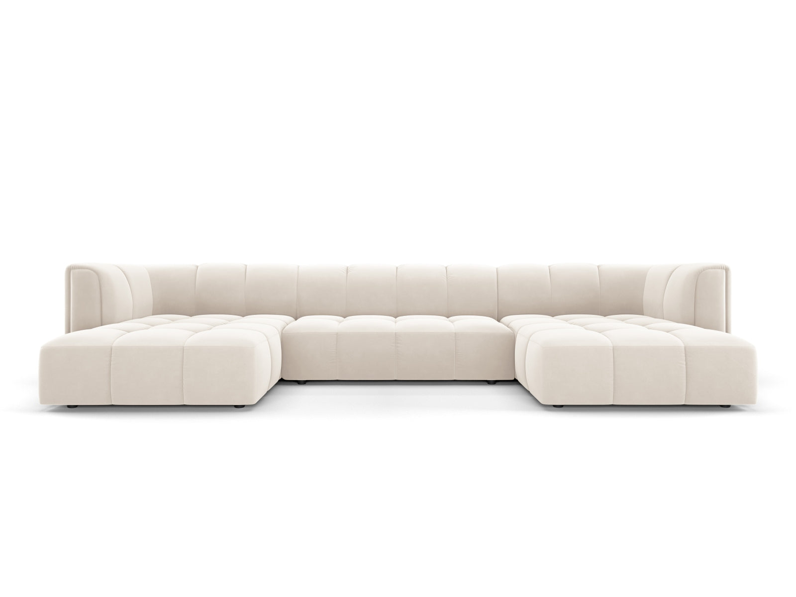 5-Sitzer Panoramic Sofa Moritz in Light Beige-Bluvel präsentiert im Onlineshop von KAQTU Design AG. Ecksofa ist von Cosmopolitan Design
