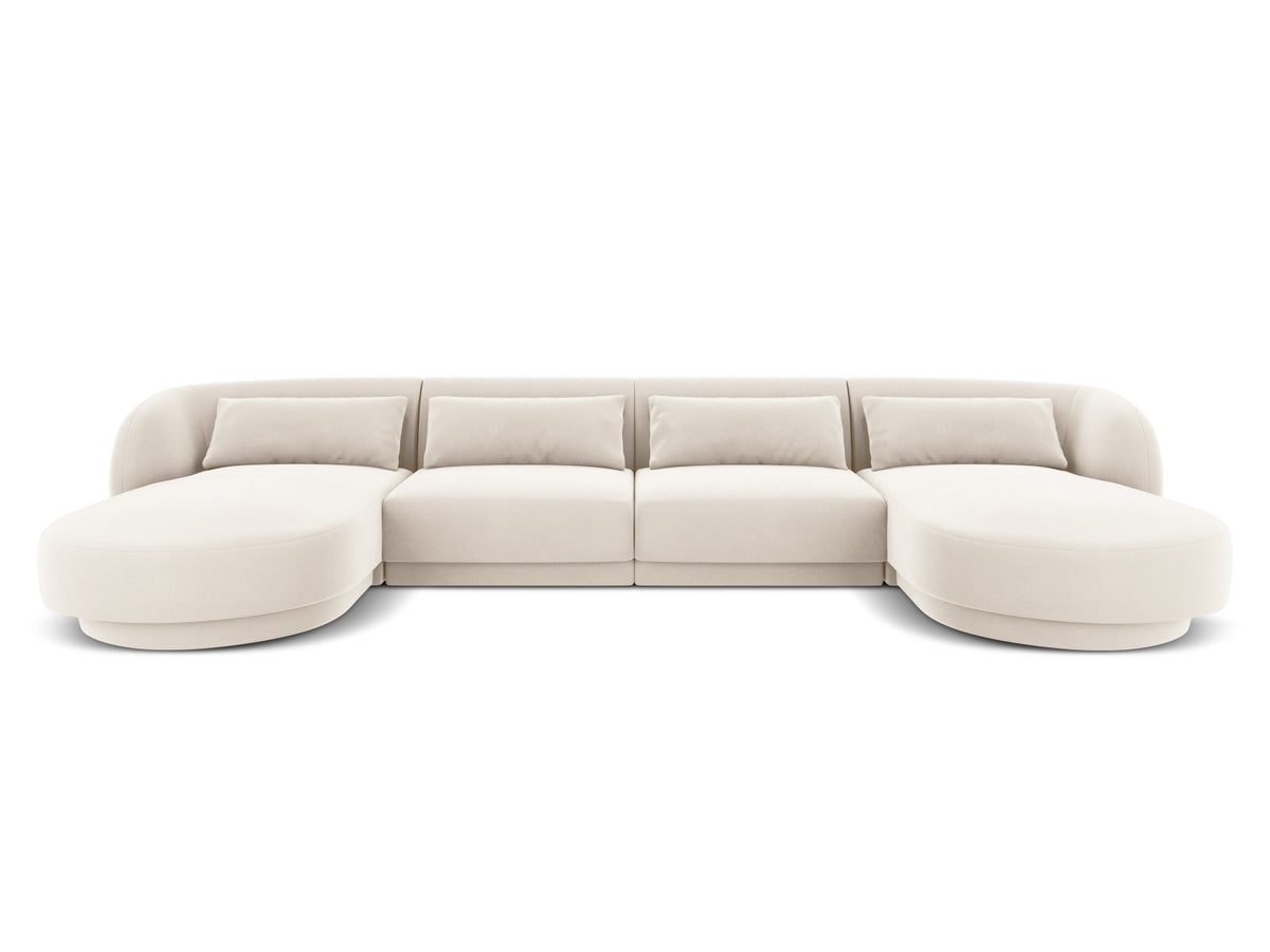 Tulum Velour Panoramic Sofa 5 Sitzer 156cm in Light Beige-Bluvel präsentiert im Onlineshop von KAQTU Design AG. 3er Sofa ist von Cosmopolitan Design
