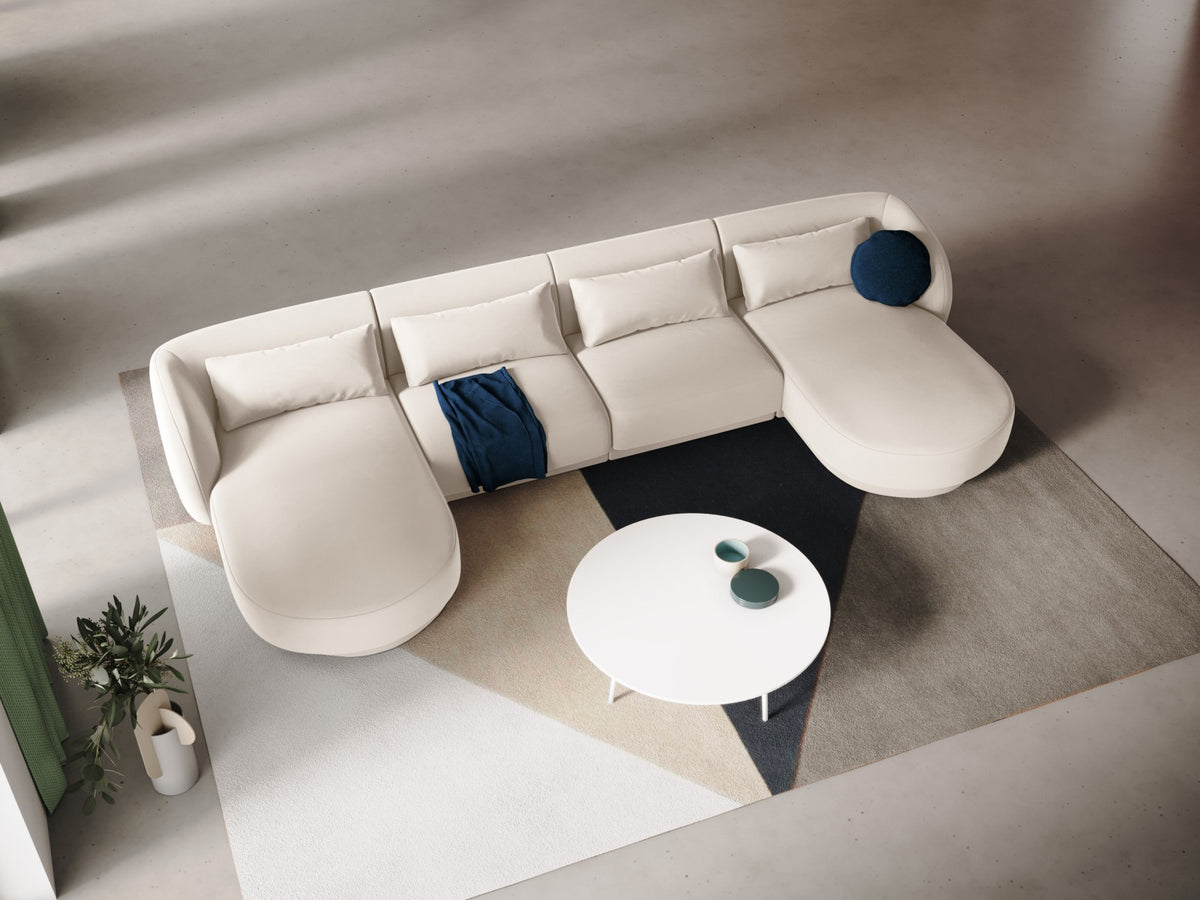 Tulum Velour Panoramic Sofa 5 Sitzer 156cm in Light Beige-Bluvel präsentiert im Onlineshop von KAQTU Design AG. 3er Sofa ist von Cosmopolitan Design