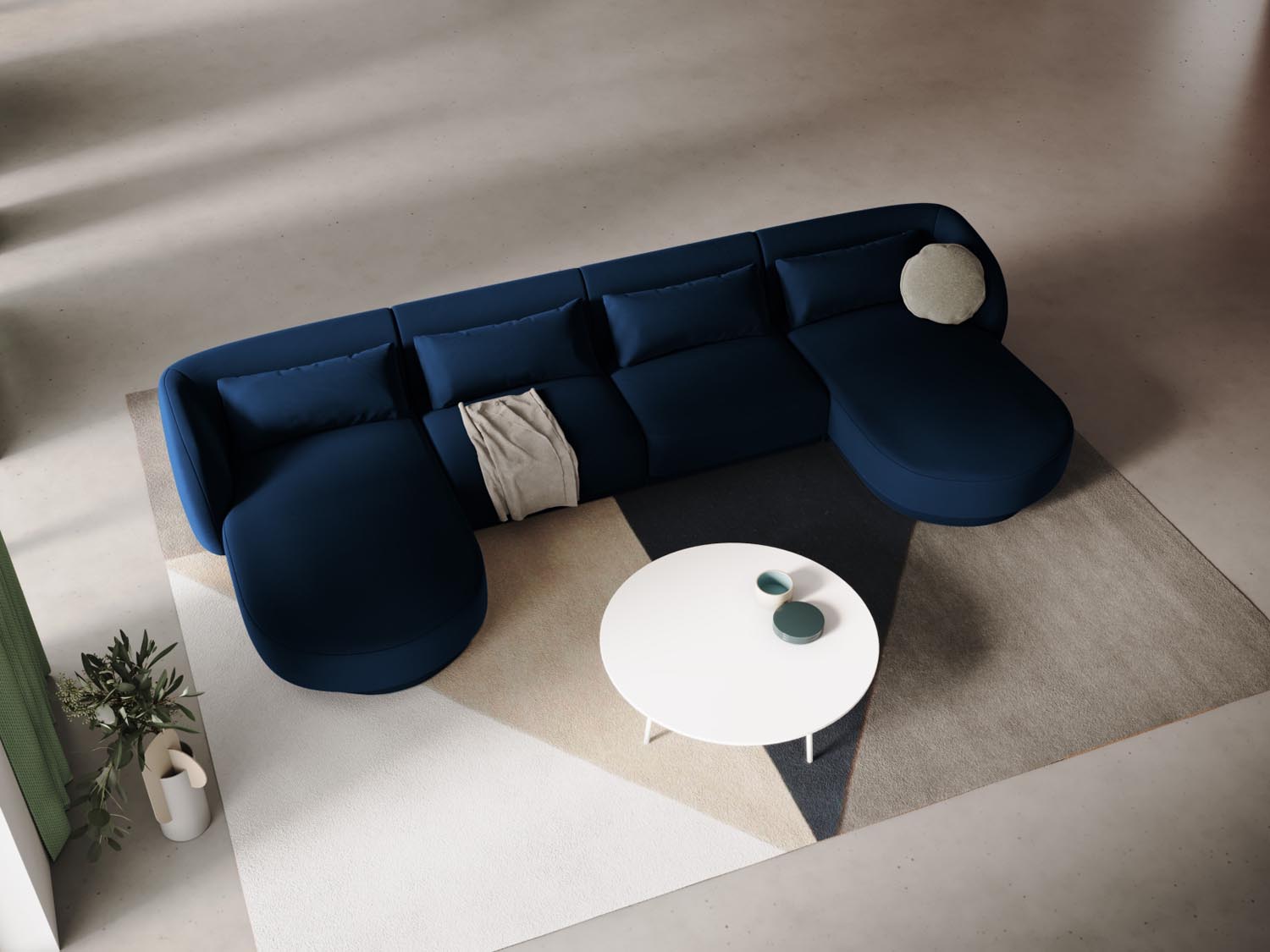 Tulum Velour Panoramic Sofa 5 Sitzer 156cm in Royal Blue präsentiert im Onlineshop von KAQTU Design AG. 3er Sofa ist von Cosmopolitan Design