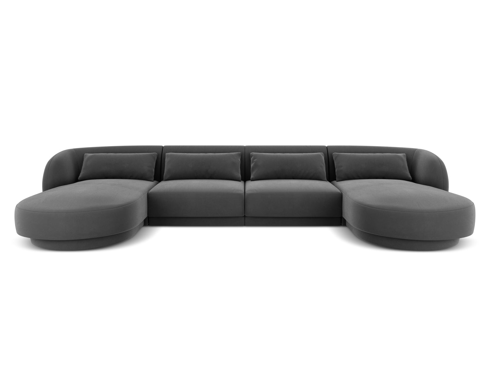 Tulum Velour Panoramic Sofa 5 Sitzer 156cm in Grey-Bluvel präsentiert im Onlineshop von KAQTU Design AG. 3er Sofa ist von Cosmopolitan Design