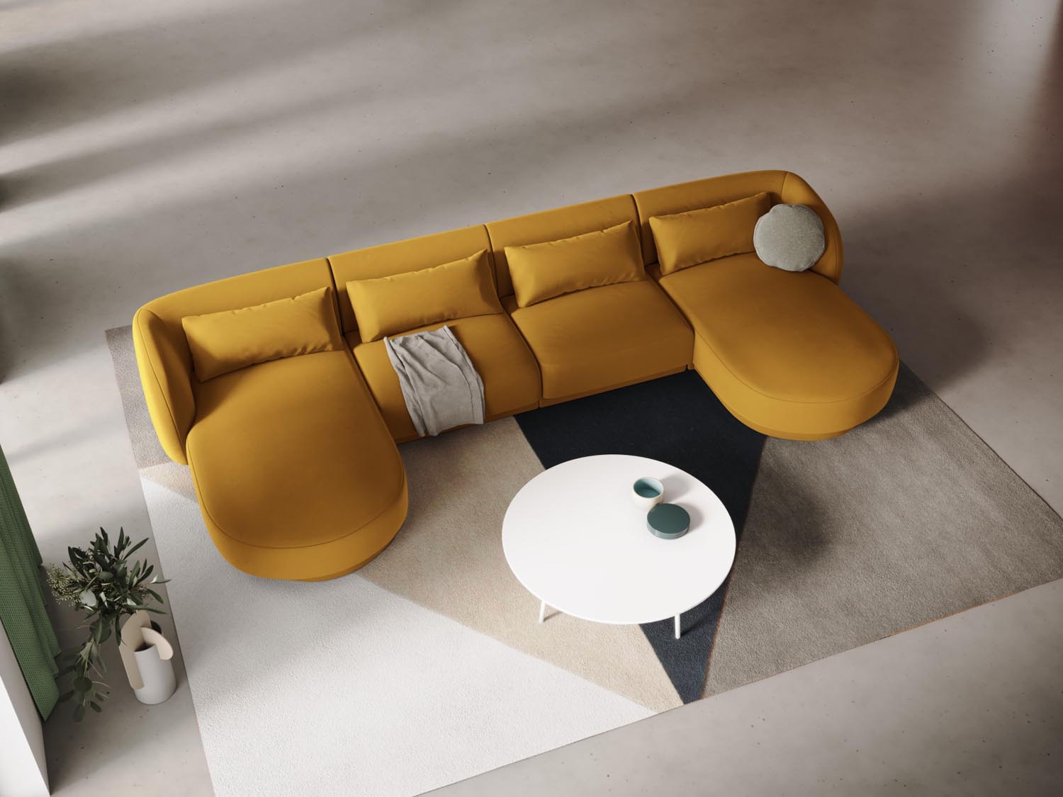 Tulum Velour Panoramic Sofa 5 Sitzer 156cm in Yellow präsentiert im Onlineshop von KAQTU Design AG. 3er Sofa ist von Cosmopolitan Design