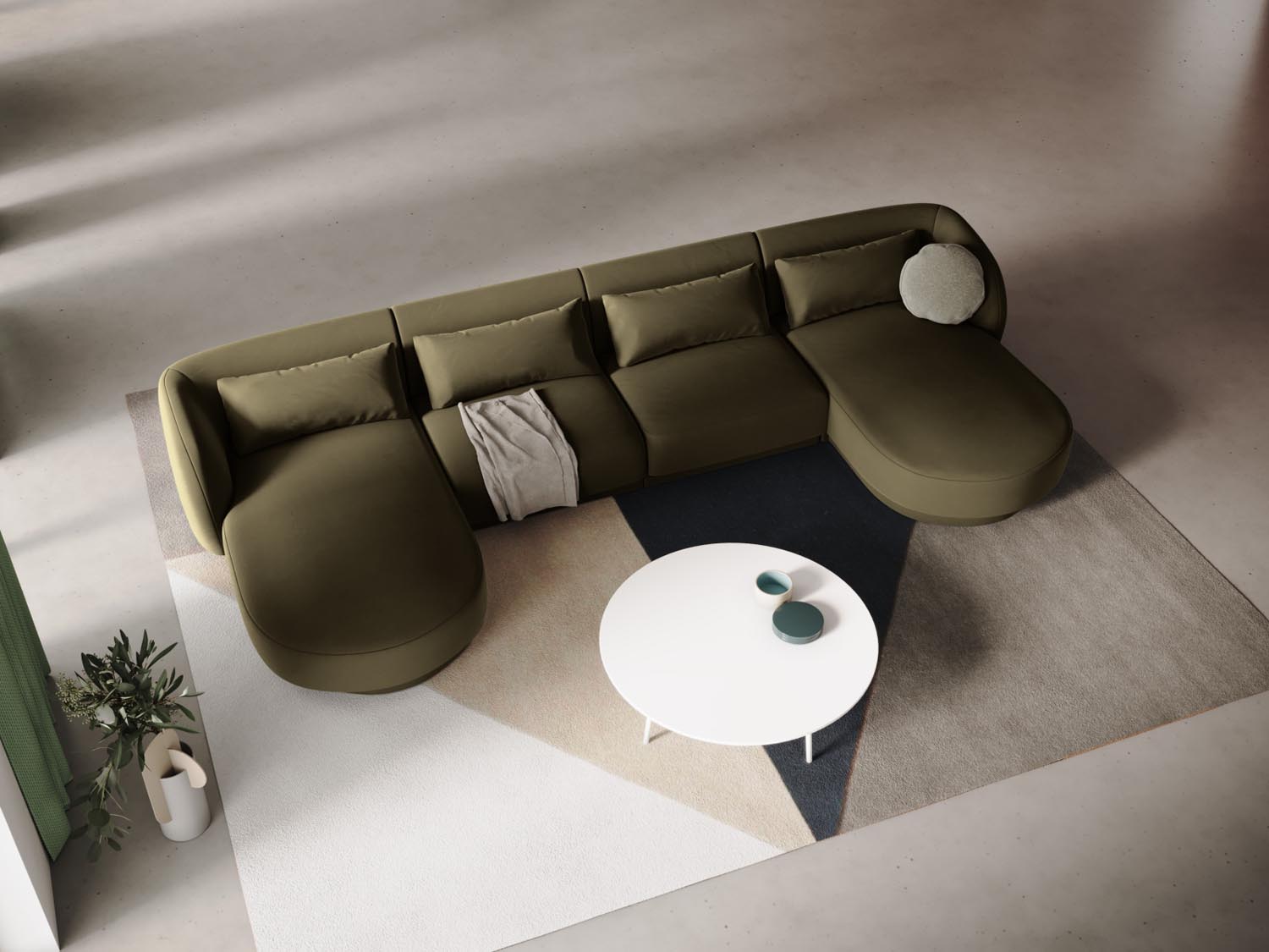 Tulum Velour Panoramic Sofa 5 Sitzer 156cm in Green präsentiert im Onlineshop von KAQTU Design AG. 3er Sofa ist von Cosmopolitan Design