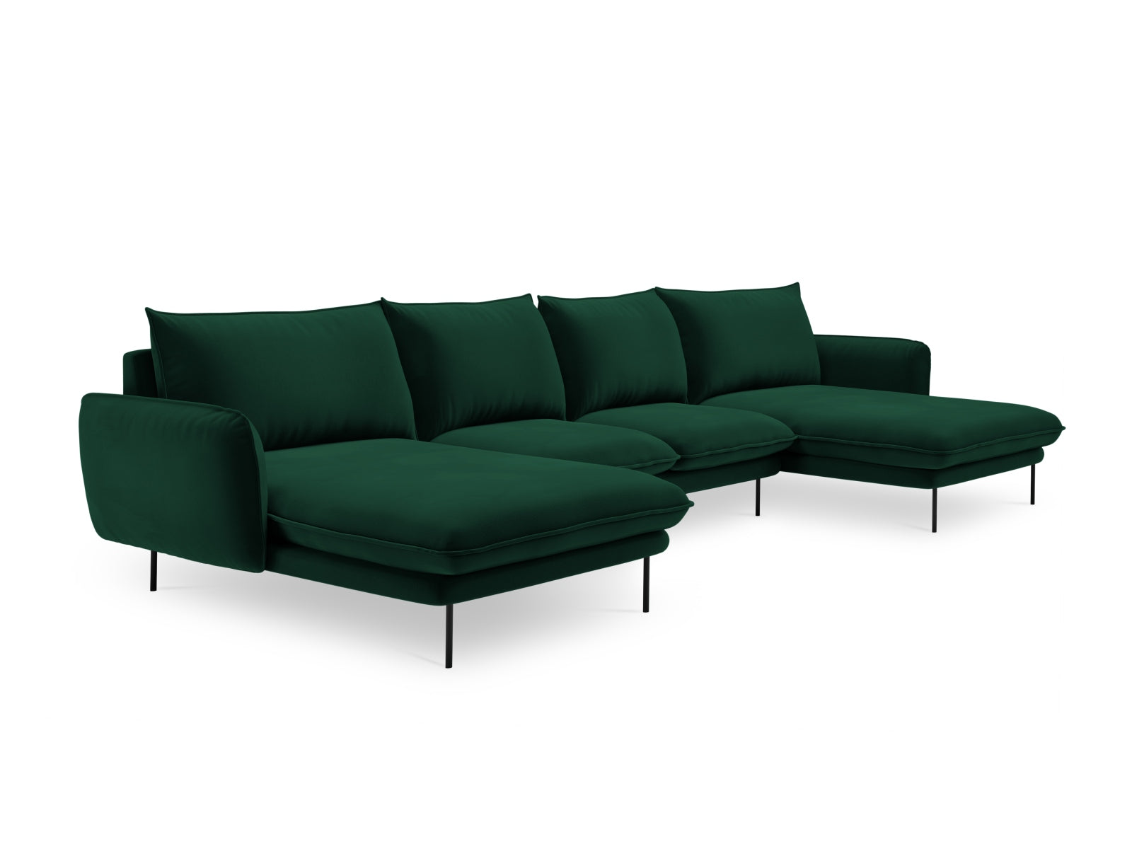 Vienna Velour Panoramic Sofa 6 Sitzer 170cm in Bottle Green/Schwarz-Bluvel präsentiert im Onlineshop von KAQTU Design AG. 3er Sofa ist von Cosmopolitan Design