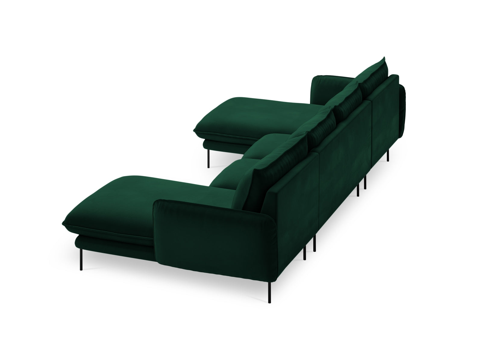 Vienna Velour Panoramic Sofa 6 Sitzer 170cm in Bottle Green/Schwarz-Bluvel präsentiert im Onlineshop von KAQTU Design AG. 3er Sofa ist von Cosmopolitan Design