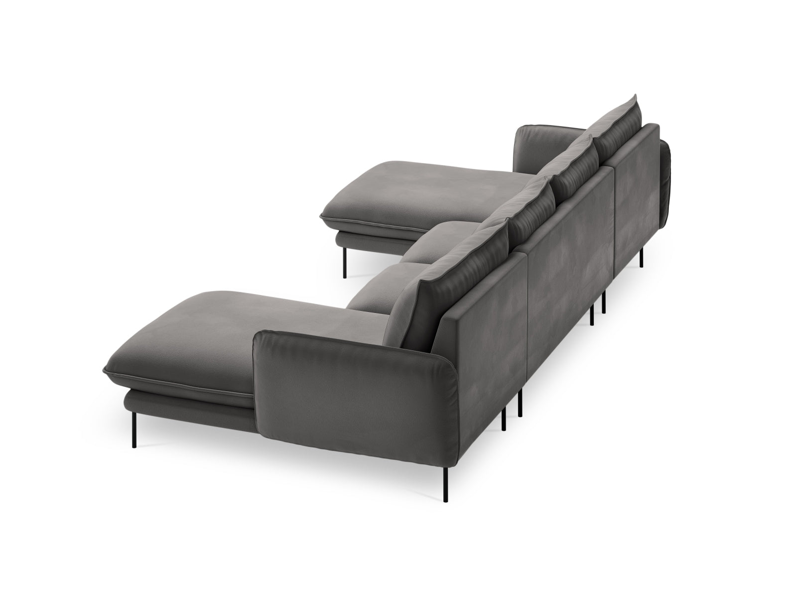 Vienna Velour Panoramic Sofa 6 Sitzer 170cm in Light Grey/Schwarz-Bluvel präsentiert im Onlineshop von KAQTU Design AG. 3er Sofa ist von Cosmopolitan Design