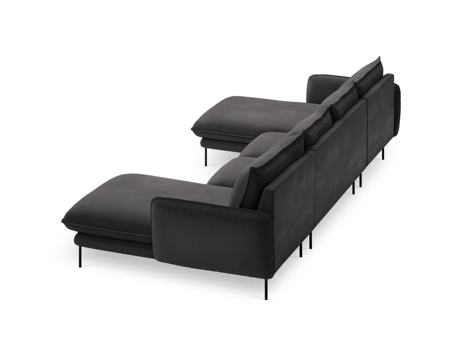 Vienna Velour Panoramic Sofa 6 Sitzer 170cm in Dark Grey/Schwarz-Bluvel präsentiert im Onlineshop von KAQTU Design AG. 3er Sofa ist von Cosmopolitan Design