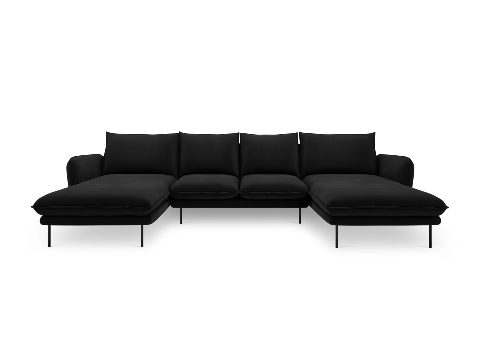 Vienna Velour Panoramic Sofa 6 Sitzer 170cm in Black/Schwarz-Bluvel präsentiert im Onlineshop von KAQTU Design AG. 3er Sofa ist von Cosmopolitan Design