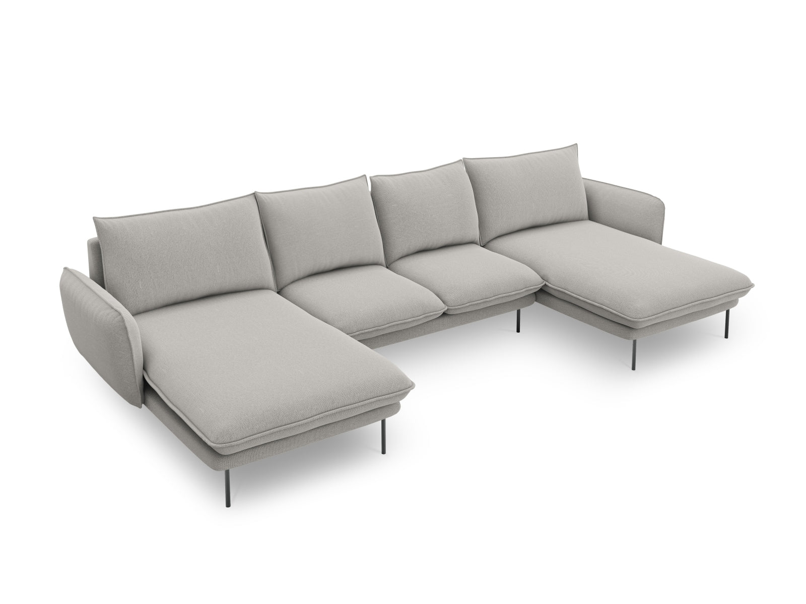 Vienna Panoramic Sofa 6 Sitzer 170cm in Light Grey/Schwarz präsentiert im Onlineshop von KAQTU Design AG. 5er Sofa ist von Cosmopolitan Design