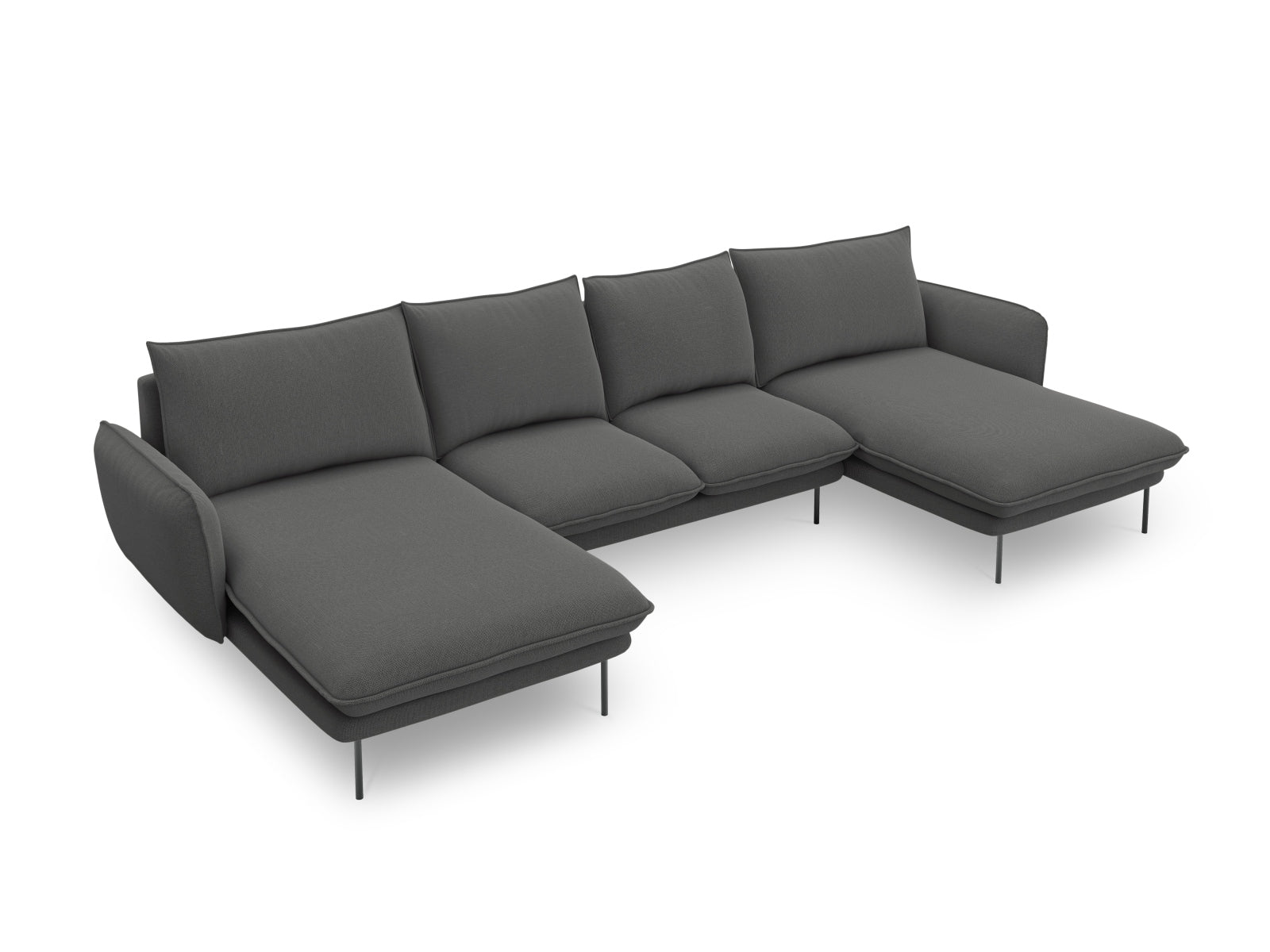 Vienna Panoramic Sofa 6 Sitzer 170cm in Dark Grey/Schwarz-Positano präsentiert im Onlineshop von KAQTU Design AG. 5er Sofa ist von Cosmopolitan Design