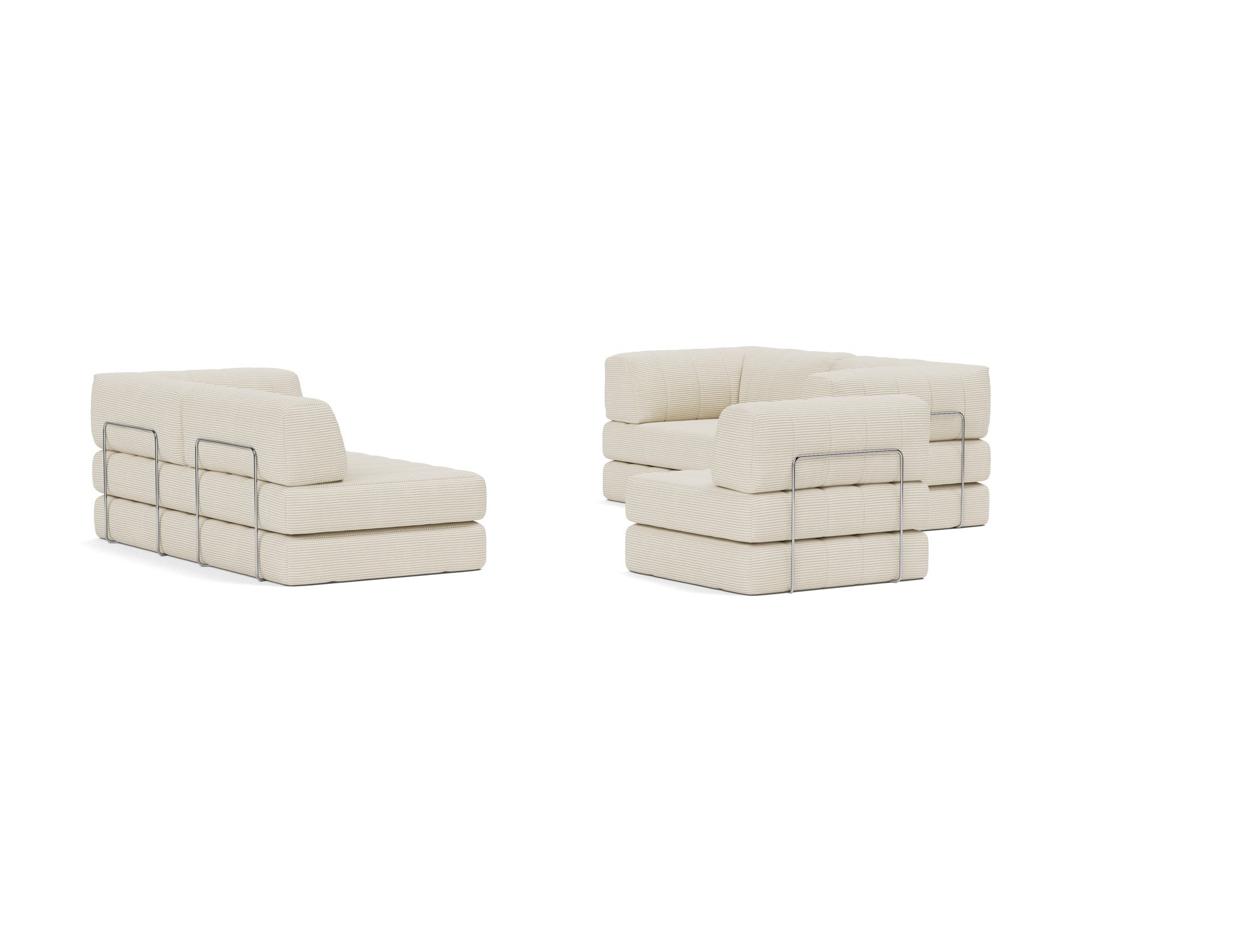 CozyPad Schlafsofa Ecksofa mit Armlehnen in 594 Corduroy Ivory präsentiert im Onlineshop von KAQTU Design AG. Bettsofa ist von Innovation Living