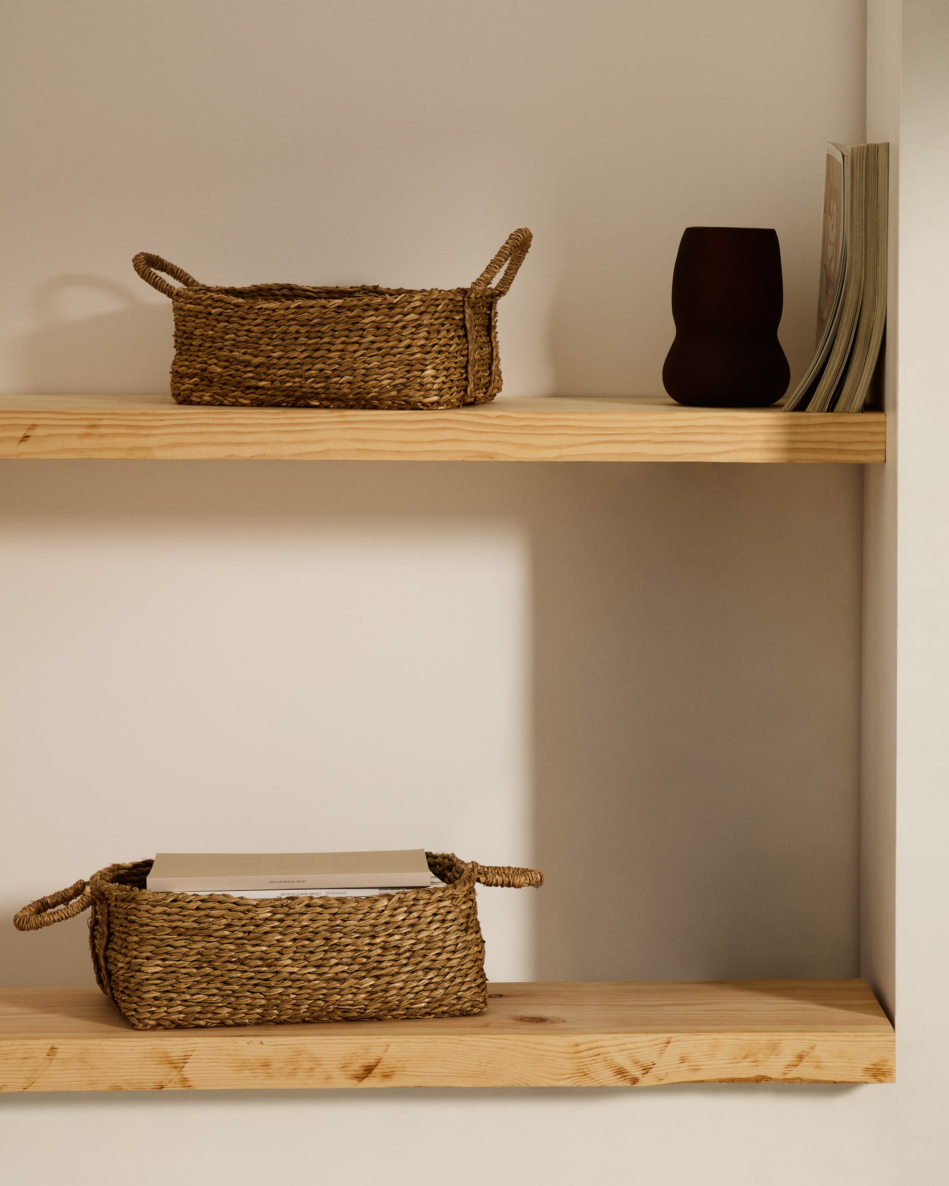 Milly set of 2 natural fiber baskets 32 x 20 cm / 34 x 24 cm