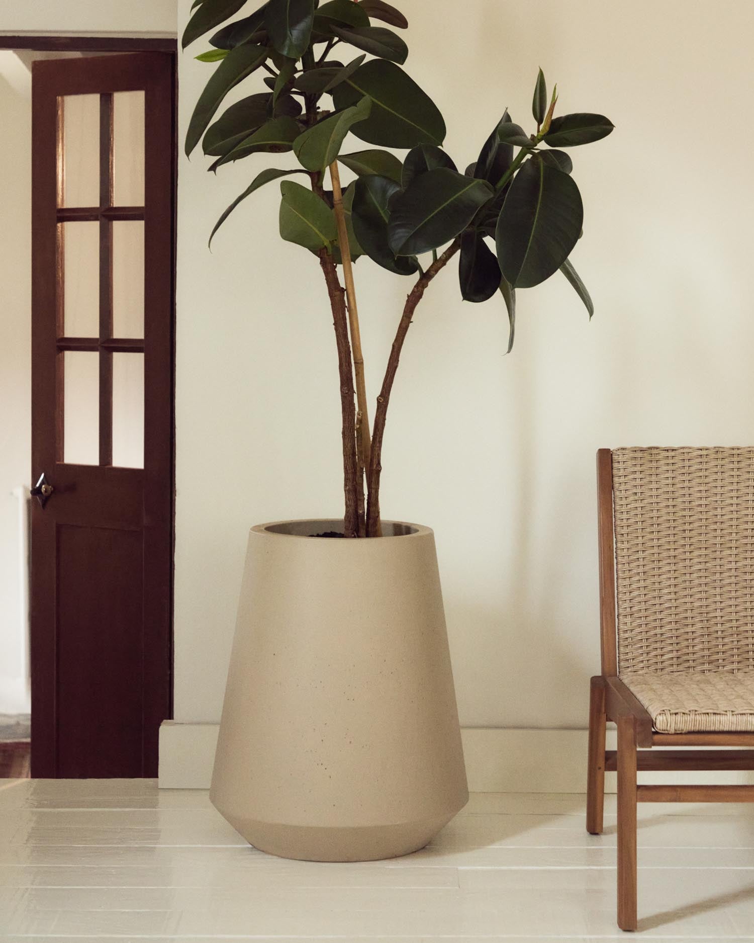 Blumentopf Calun aus Zement in Beige Ø 50 cm