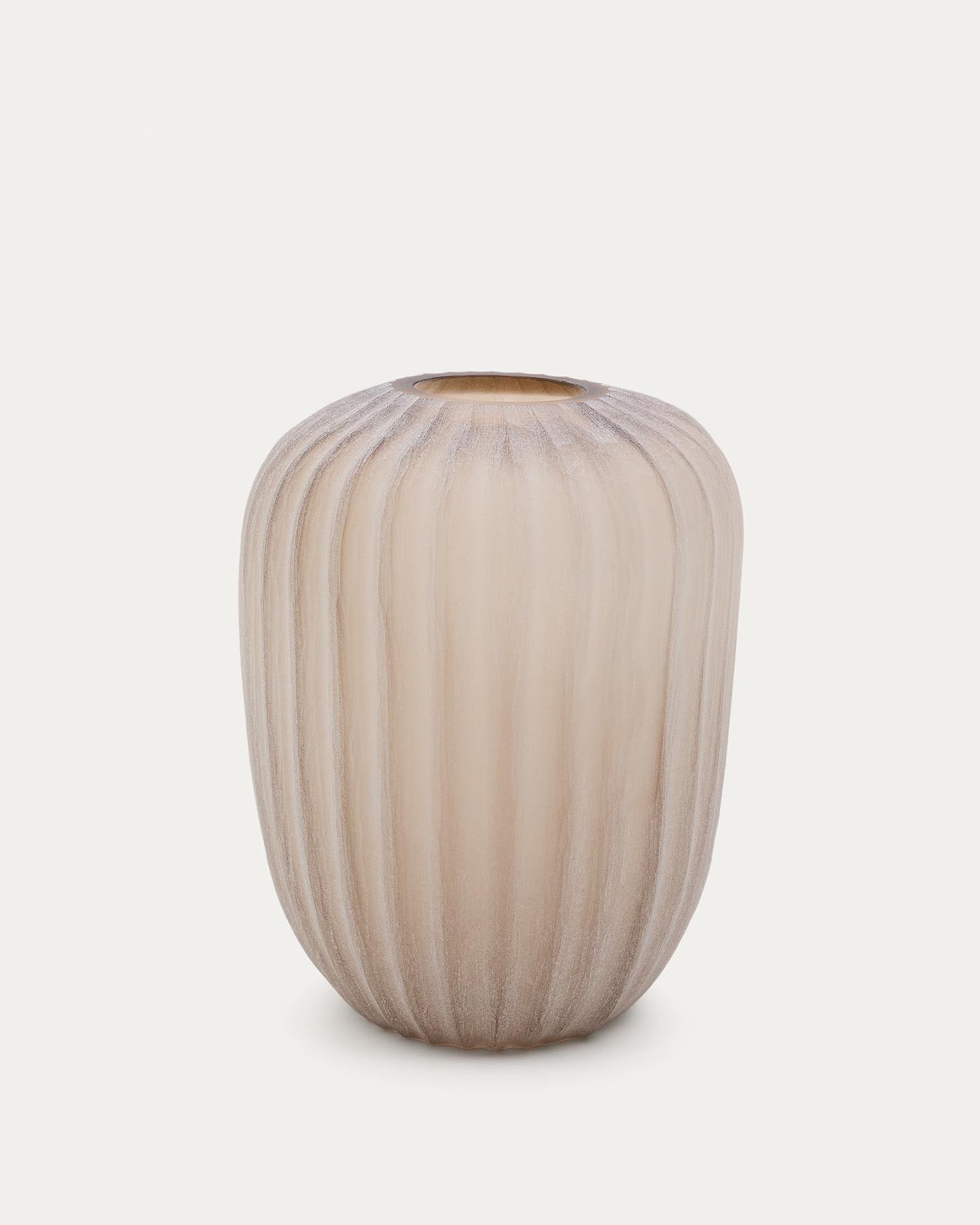 Vase Lumia aus beigem Glas 38 cm in Beige präsentiert im Onlineshop von KAQTU Design AG. Vase ist von Kave Home