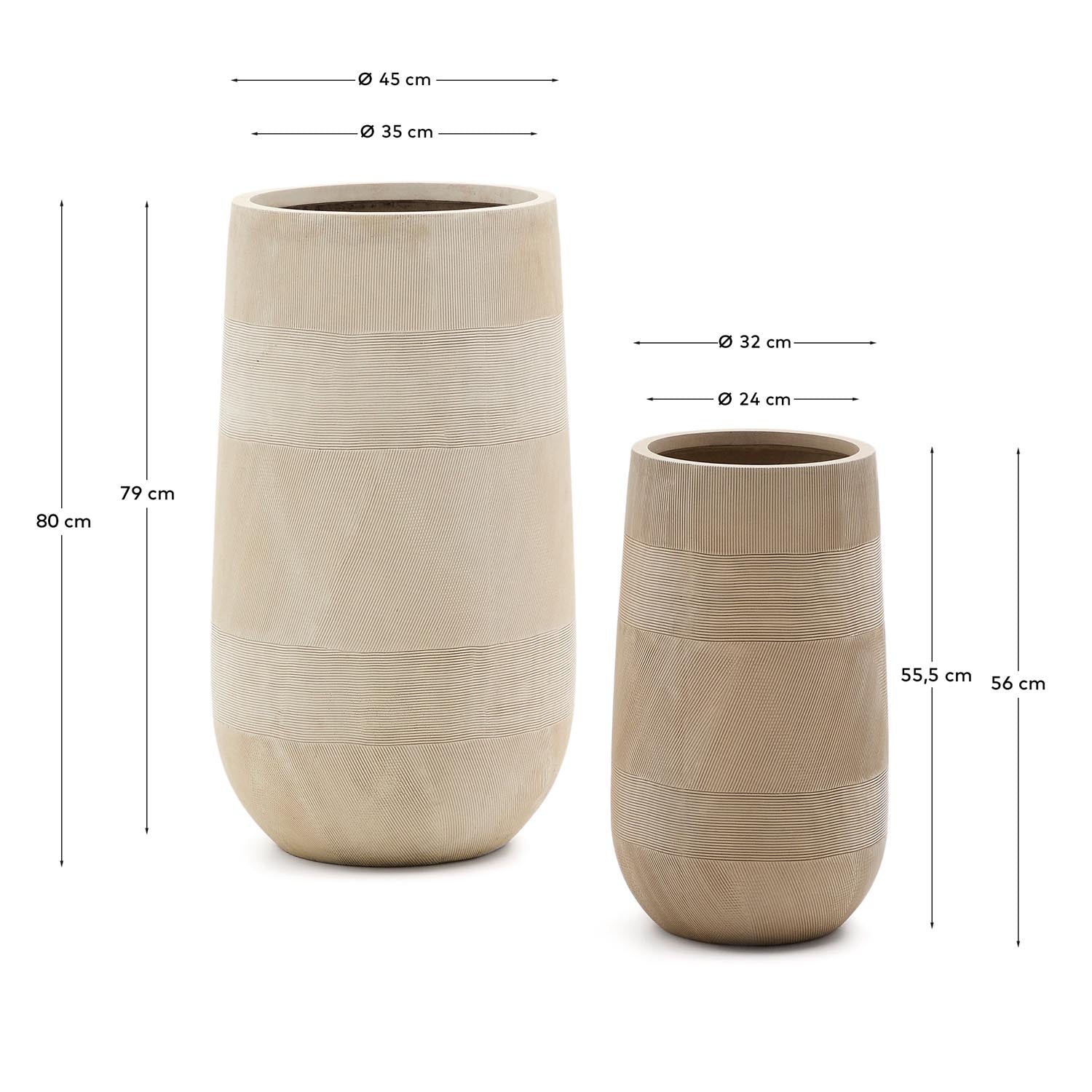 Verleihe Deinem Zuhause mit dem eleganten Blumentopf Tival in beige Zementoptik (Ø 45 cm) von Kave Home einen modernen Akzent – perfekt für jede Umgebung!