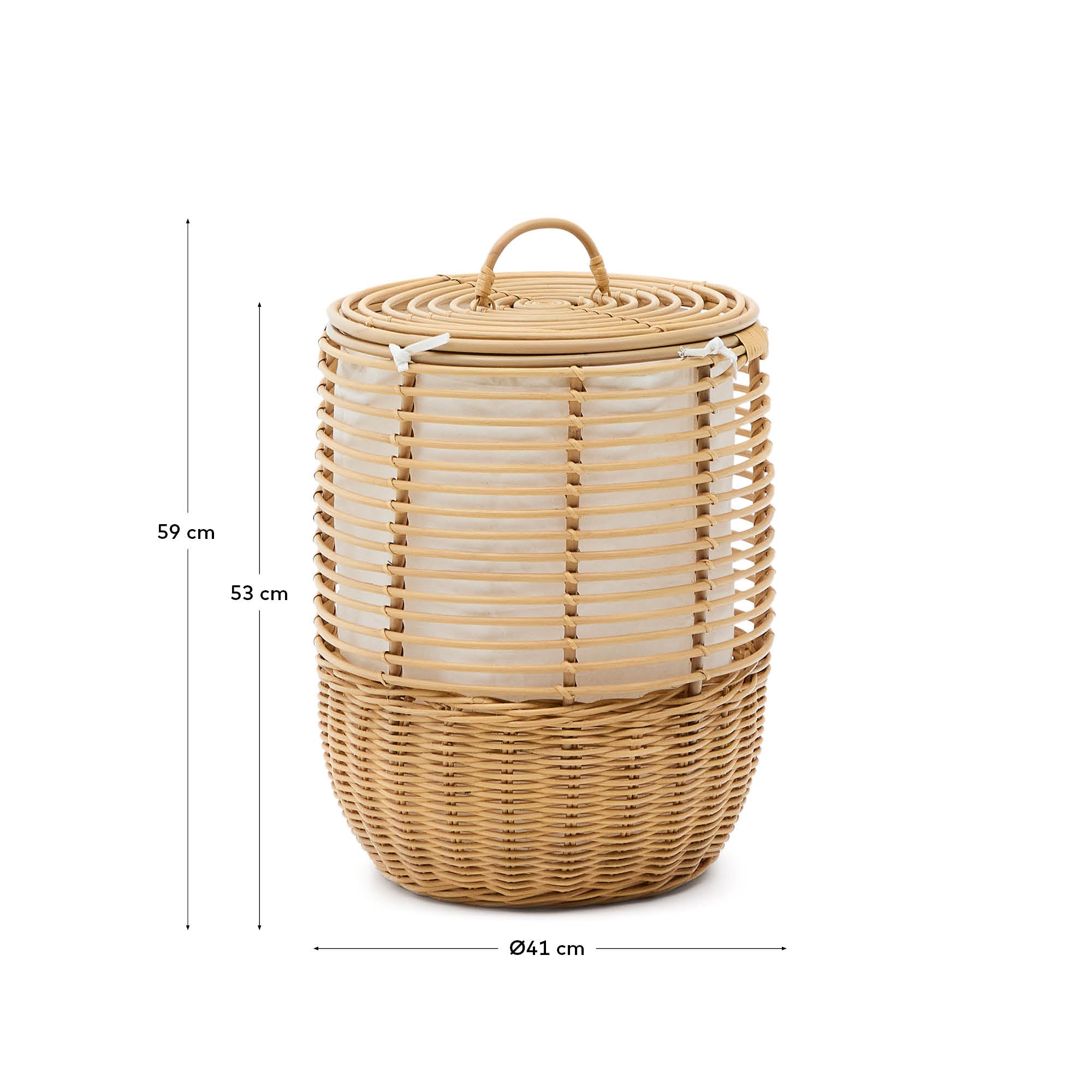 Wäschekorb Liora aus Rattan, 59 cm in Natur präsentiert im Onlineshop von KAQTU Design AG. Wäschekorb ist von Kave Home