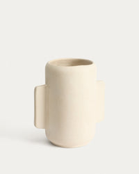 Vase Mireni aus Pappmaché in Beige 38 cm