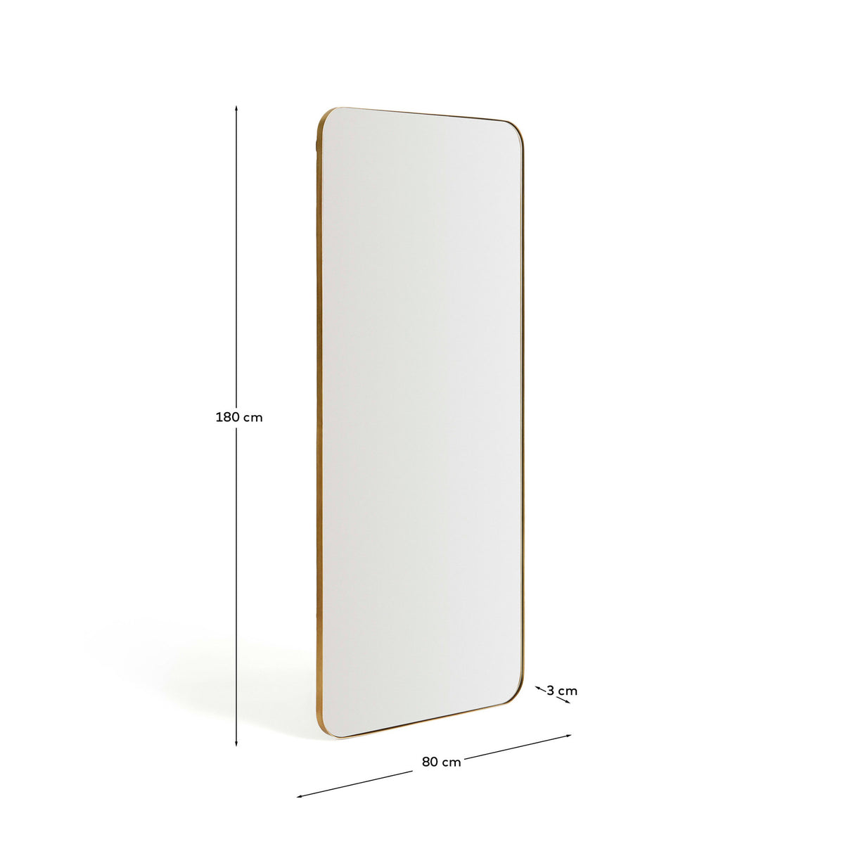 Spiegel Marco mit goldenem Metall, 80 x 180 cm in Gold präsentiert im Onlineshop von KAQTU Design AG. Wandspiegel ist von Kave Home