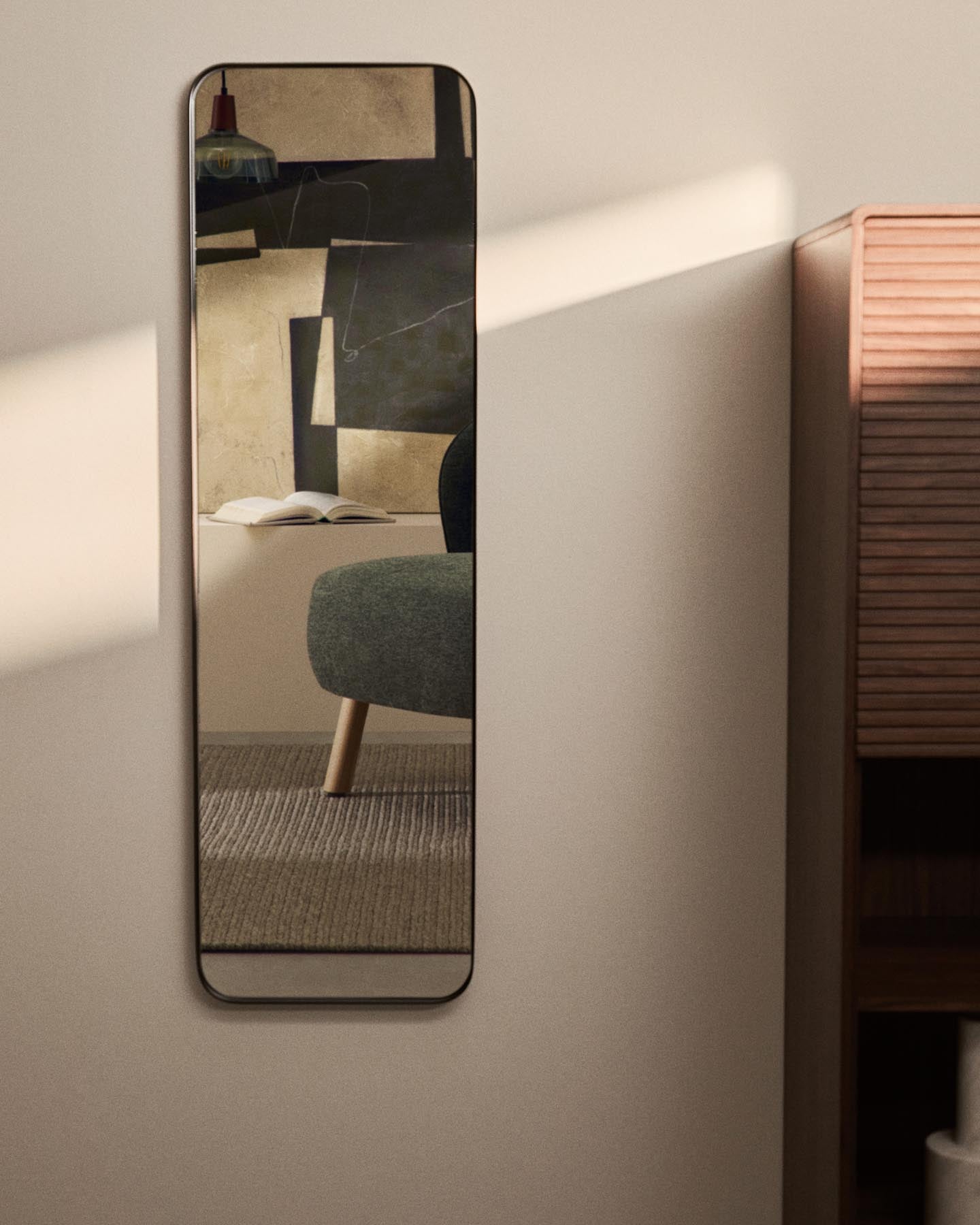 Spiegel Marco mit schwarzem Metall, 55,5 x 150,5 cm in Schwarz präsentiert im Onlineshop von KAQTU Design AG. Spiegel ist von Kave Home