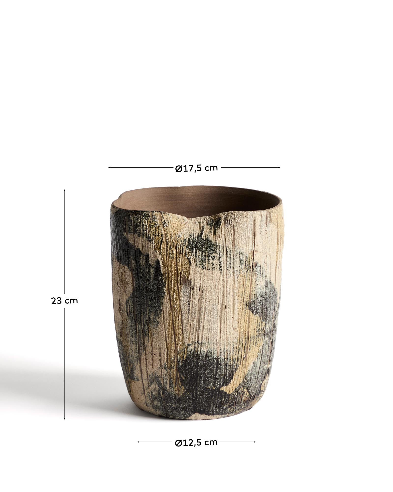Stilvolle Keramikvase Dirva in warmem Braun, 23 cm hoch, perfekt für moderne Inneneinrichtungen und kreative Blumenarrangements.