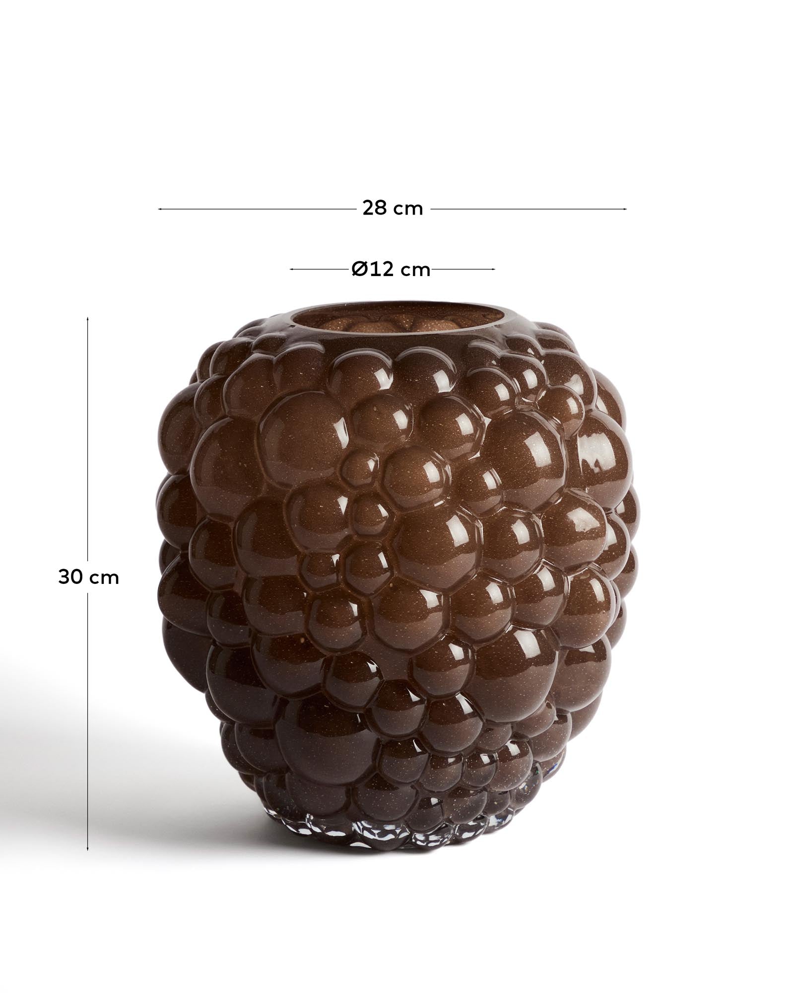 Stilvolle Vase Mure aus braunem Glas, 30 cm hoch, perfekt für florale Arrangements und als ansprechendes Deko-Highlight in jedem Raum.