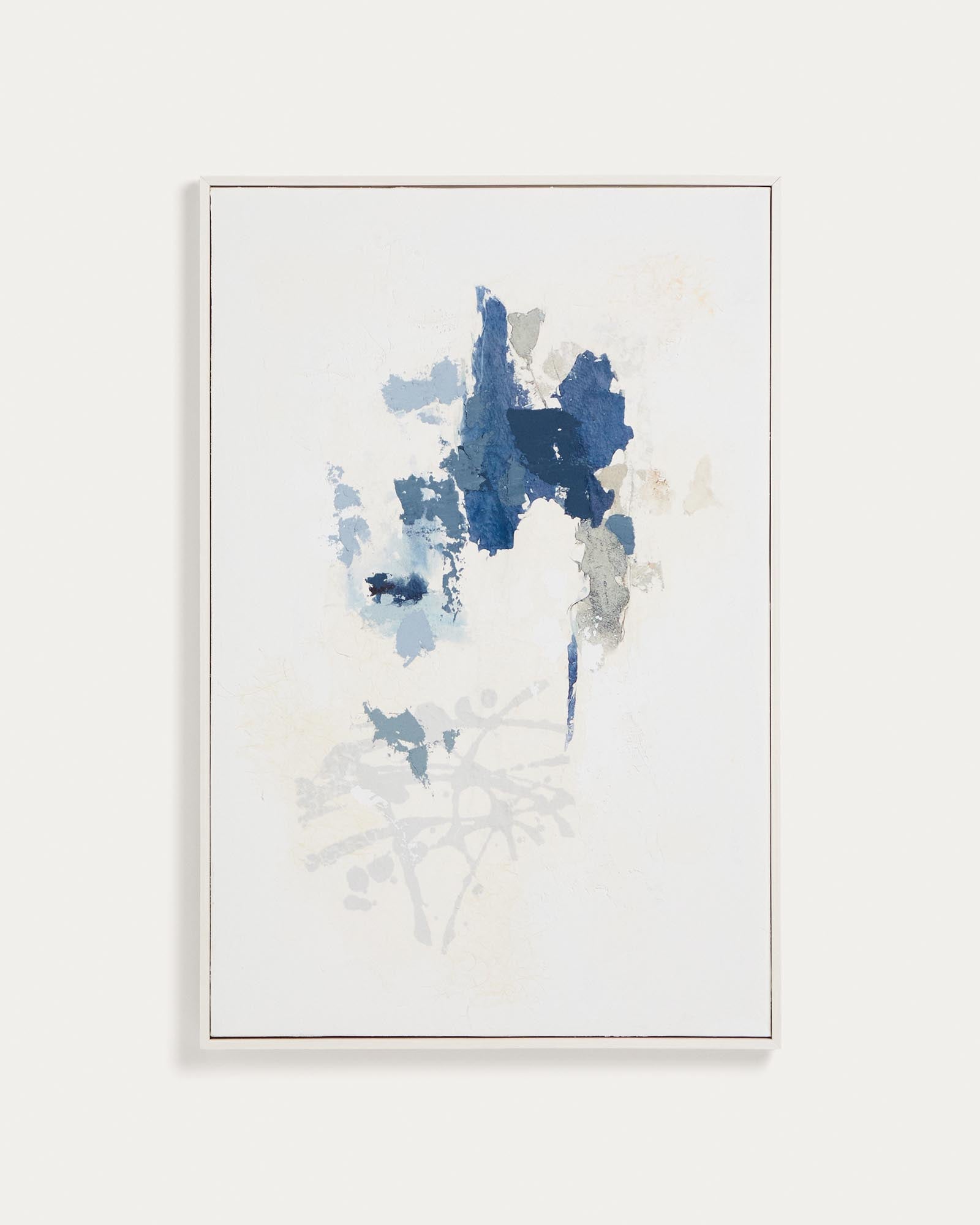 Handgemaltes abstraktes Bild Erale in Grau und Blau, 60 x 90 cm in Weiss präsentiert im Onlineshop von KAQTU Design AG. Bild ist von Kave Home