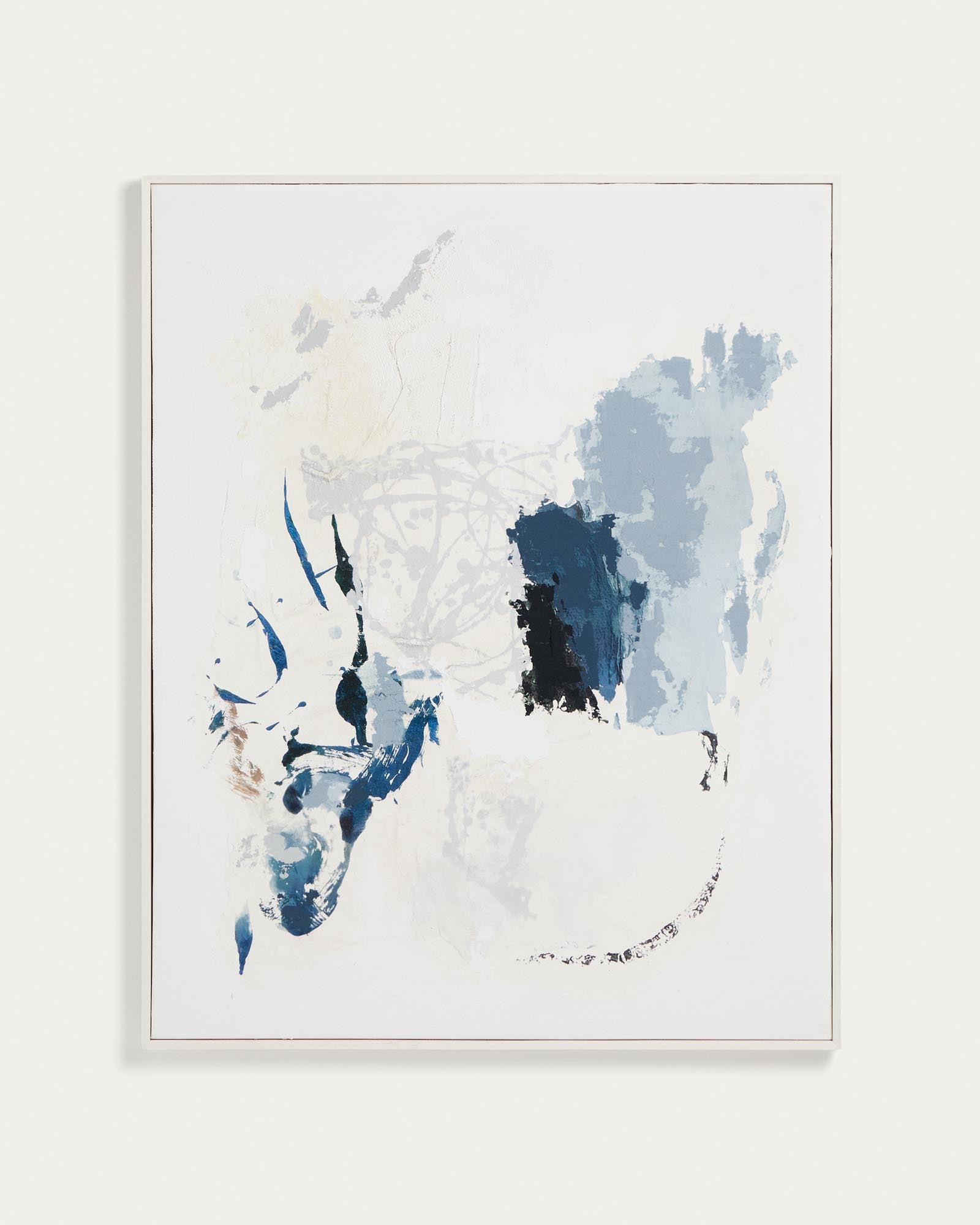 Handgemaltes abstraktes Bild Erale in Grau und Blau, 80 x 100 cm in Weiss präsentiert im Onlineshop von KAQTU Design AG. Bild ist von Kave Home