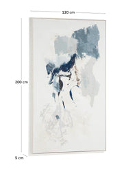 Quadro astratto dipinto a mano Erale nei colori grigio e blu, 120 x 200 cm