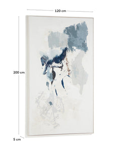Quadro astratto dipinto a mano Erale nei colori grigio e blu, 120 x 200 cm