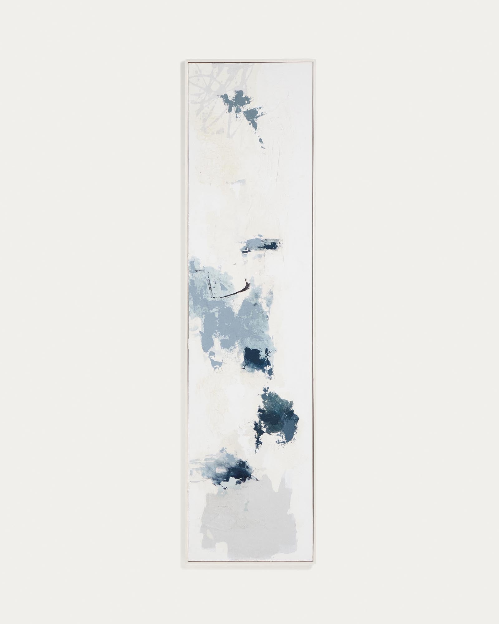 Handgemaltes abstraktes Bild Erale in Grau und Blau, 47 x 182 cm in Weiss präsentiert im Onlineshop von KAQTU Design AG. Bild ist von Kave Home