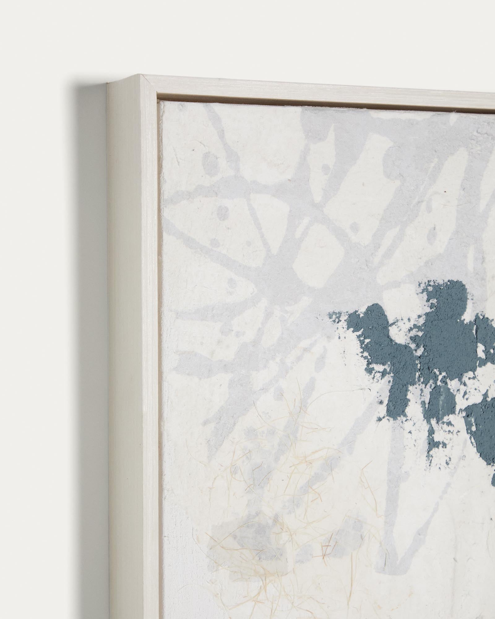 Abstraktes, handgemaltes Kunstwerk Erale in eleganten Grau- und Blautönen, 47 x 182 cm, ideal für moderne Wohnräume.