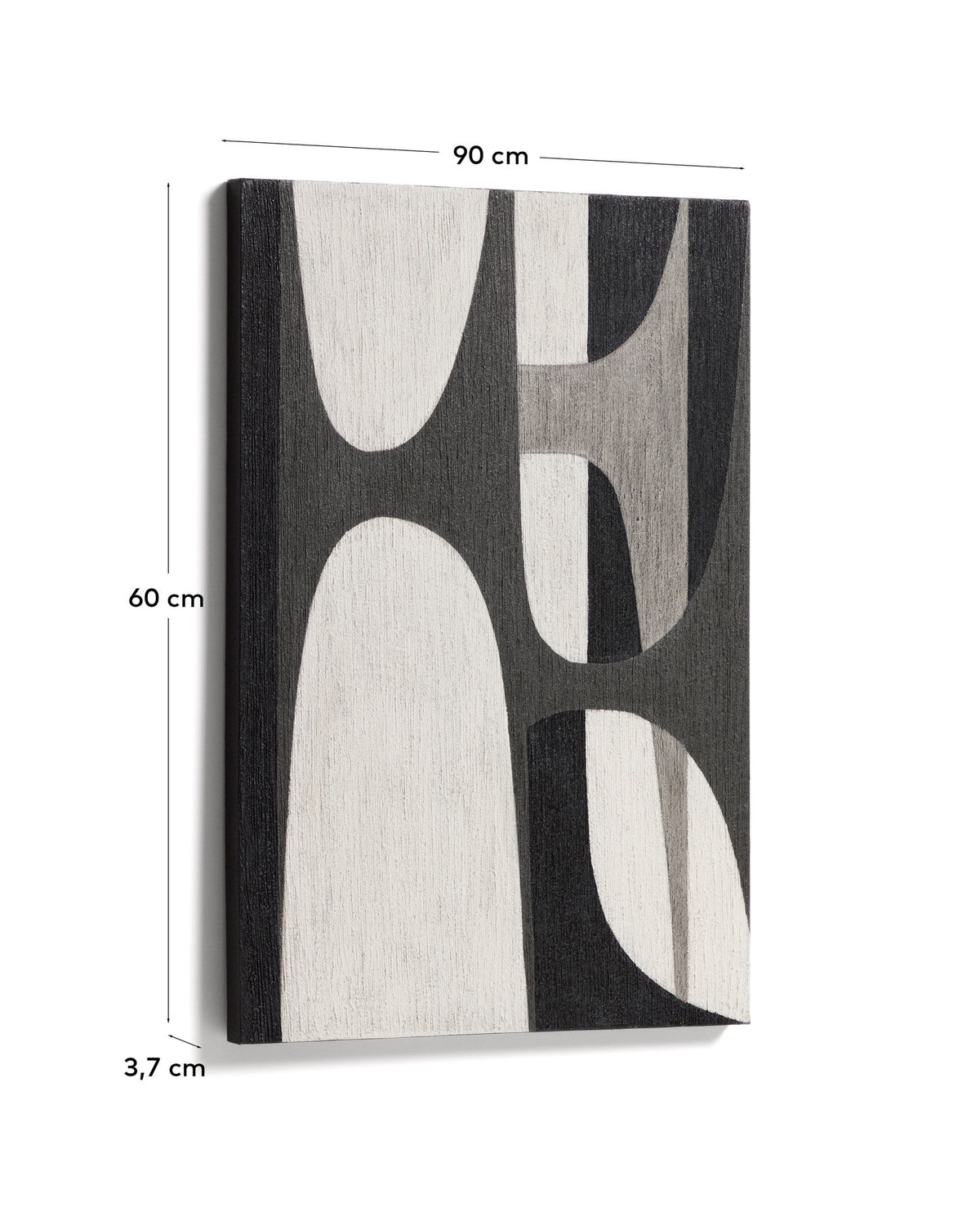 Abstraktes Bild Onure in Schwarz und Weiss, 60 x 90 cm in Weiss, Schwarz, Grau, Beige präsentiert im Onlineshop von KAQTU Design AG. Bild ist von Kave Home