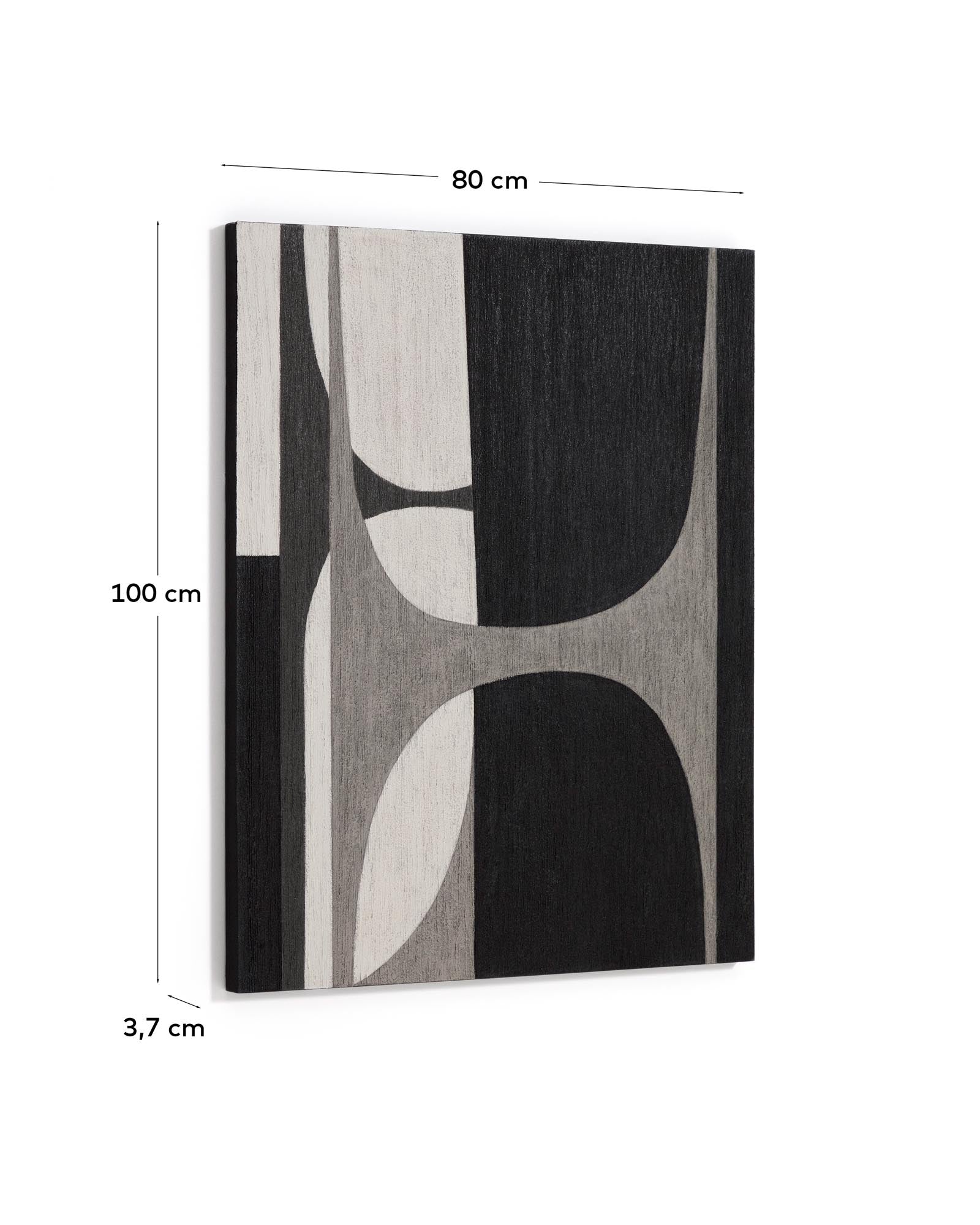 Stilvolles abstraktes Kunstwerk in Schwarz-Weiß, 80 x 100 cm, perfekt für zeitgenössische Inneneinrichtungen und kreative Akzente.