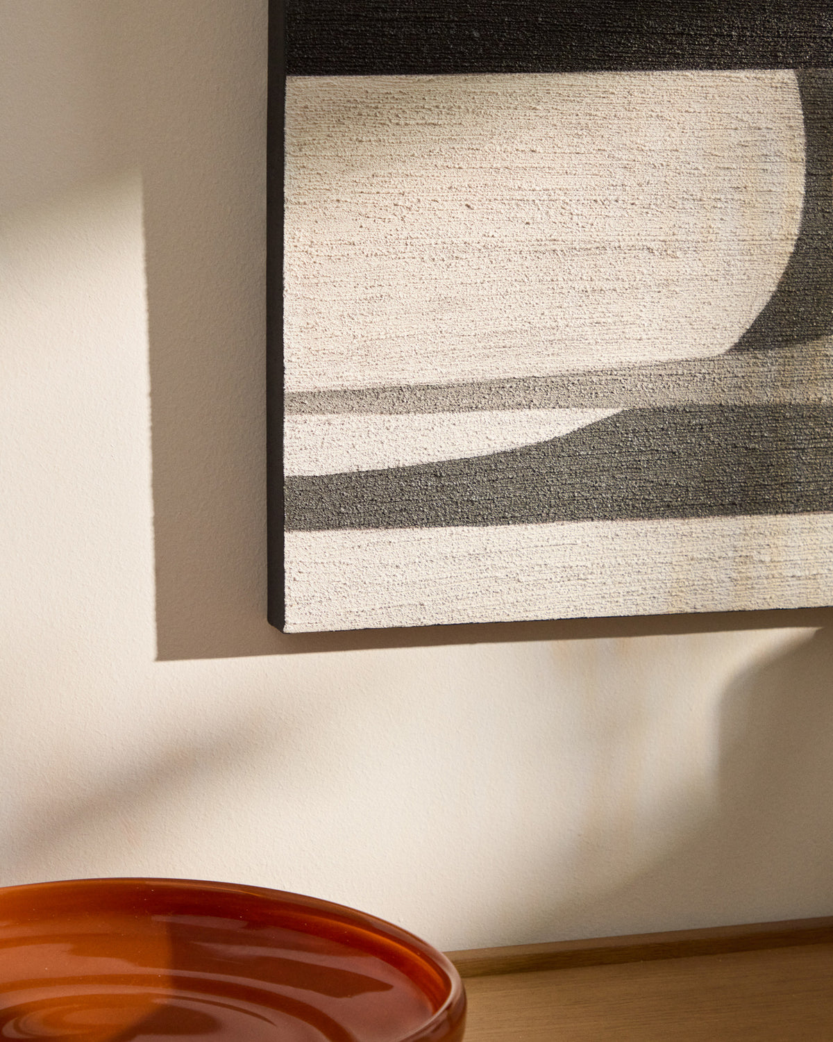 Abstraktes Bild Onure in Schwarz und Weiss, 80 x 100 cm in Weiss, Schwarz, Grau, Beige präsentiert im Onlineshop von KAQTU Design AG. Bild ist von Kave Home