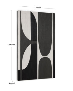 Quadro astratto Onure in bianco e nero, 120 x 200 cm