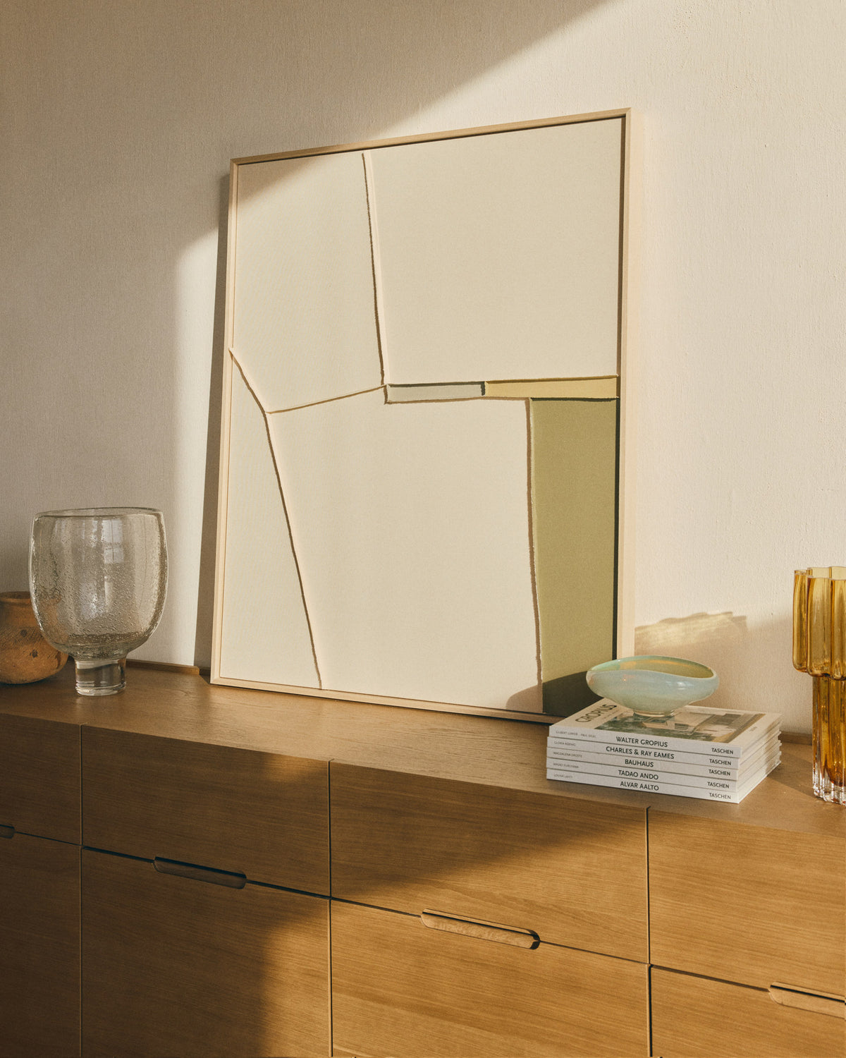 Abstraktes Bild Deravia, 80 x 100 cm in Beige, Grau, Grün präsentiert im Onlineshop von KAQTU Design AG. Bild ist von Kave Home