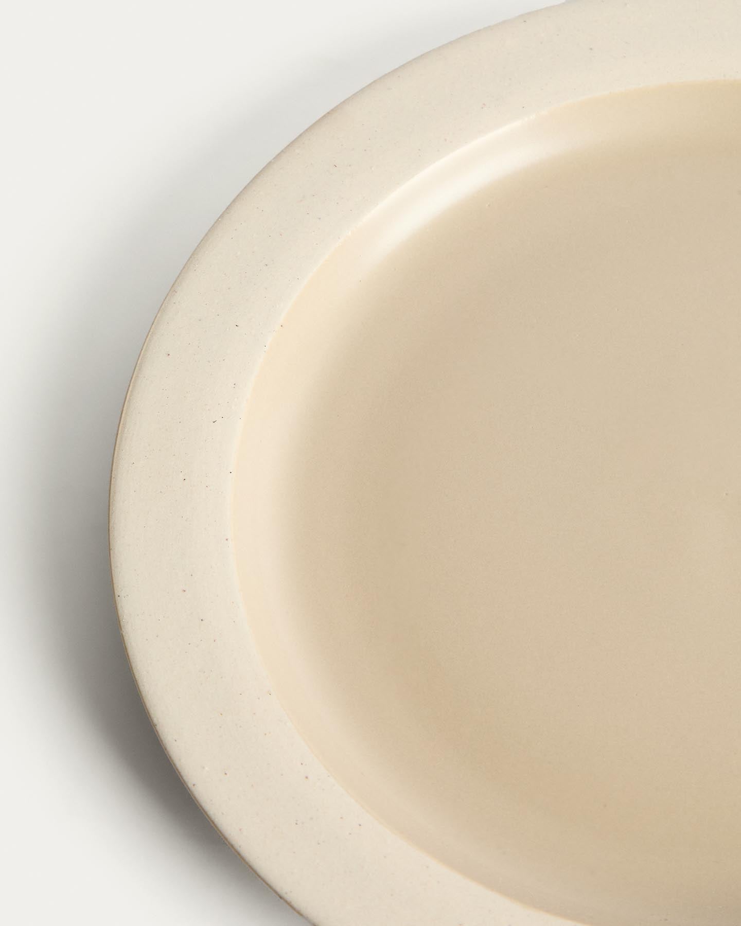 Dessertteller Doren aus Keramik in Beige in Weiss präsentiert im Onlineshop von KAQTU Design AG. Dessertteller ist von Kave Home