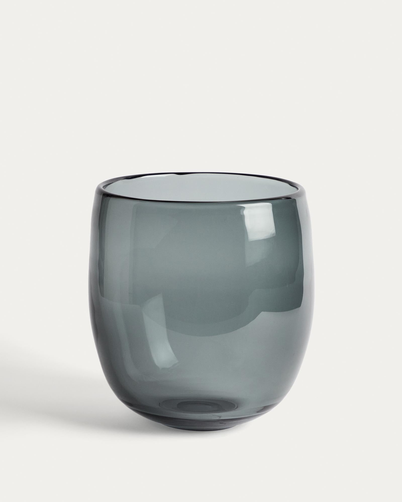 Tafelaufsatz Sirau aus grauem Glas Ø 24 cm in Transparent präsentiert im Onlineshop von KAQTU Design AG. Vase ist von Kave Home