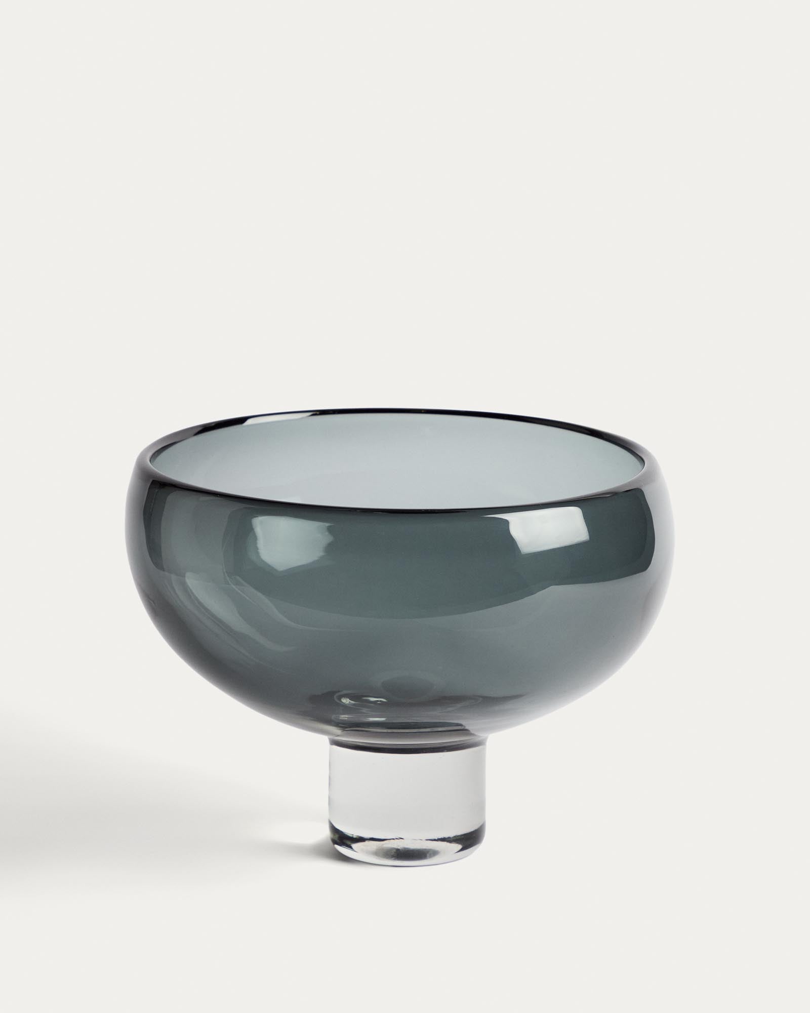 Tafelaufsatz Sirau aus grauem Glas Ø 29,8 cm in Transparent präsentiert im Onlineshop von KAQTU Design AG. Vase ist von Kave Home