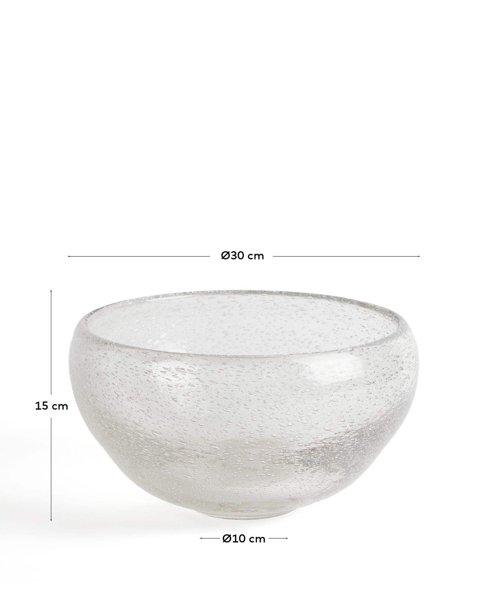 Eleganter Tafelaufsatz Sirau aus klarem Glas (Ø 29,8 cm), ideal für stilvolle Präsentationen und besondere Anlässe.