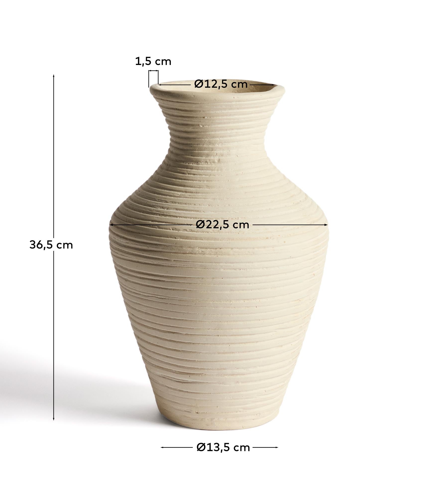 Beige Pappmaché-Vase Pria von Kave Home, 36 cm hoch, perfektes Accessoire für moderne Wohnräume und kreative Blumengestaltungen.