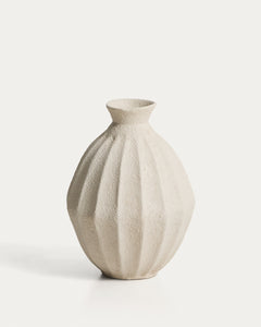 Beige Pappmaché-Vase Arquena, 46 cm