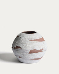 Vase Emiro aus Keramik in Terrakotta und Weiss 24 cm