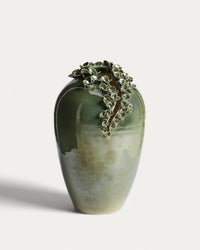 Vase Ederia made of ceramic in olive green Ø 33 cm