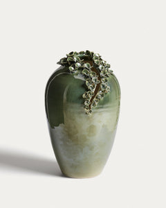 Vase Ederia made of ceramic in olive green Ø 33 cm