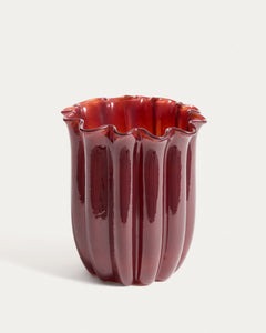 Vase en verre Cerin, rouge bordeaux, 20 cm