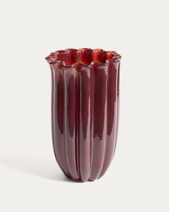 Vase en verre Cerin, rouge bordeaux, 25 cm