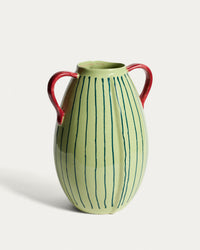 Vaso Justine Franco in ceramica verde e rossa, 36 cm