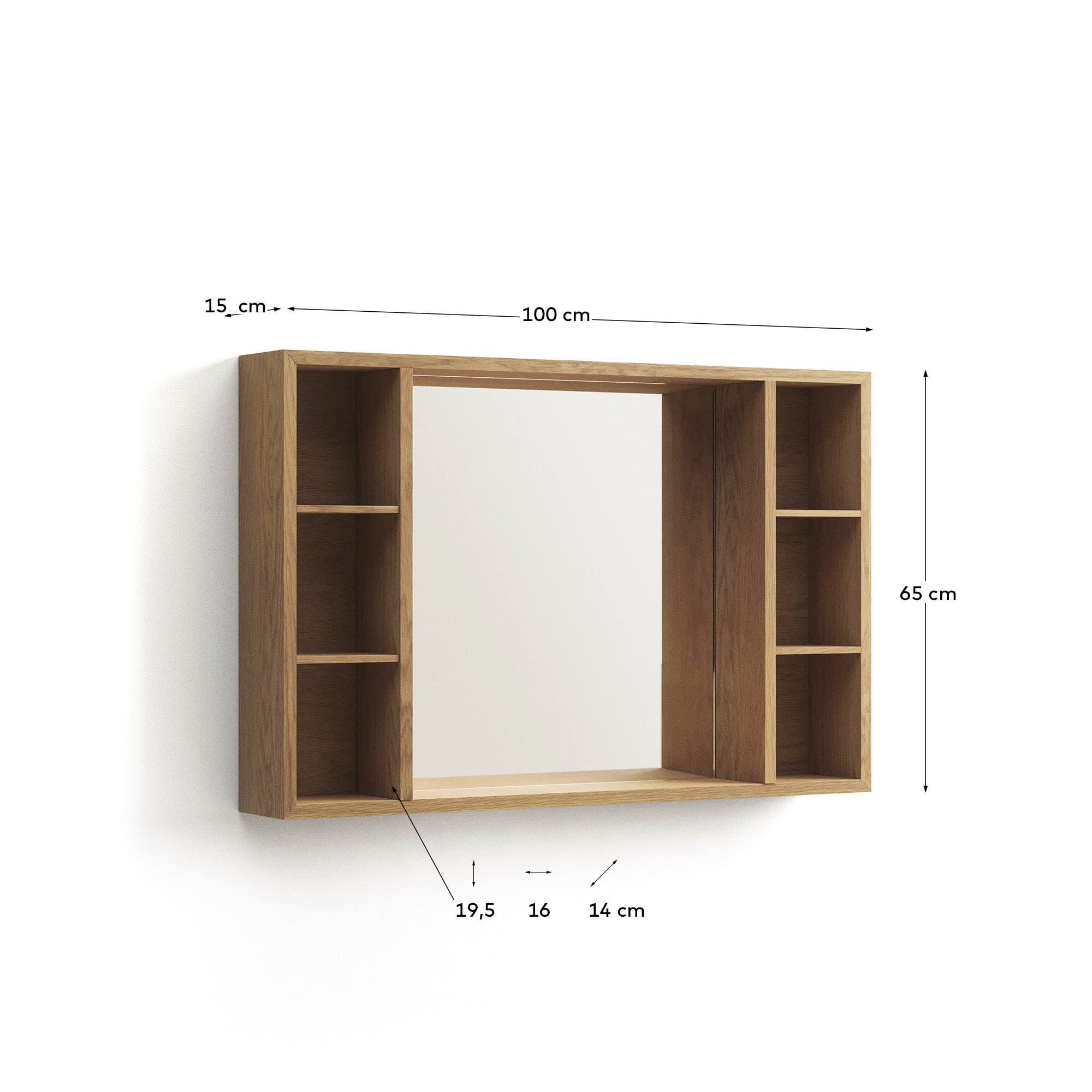Badezimmerspiegelschrank Parana aus massivem Teakholz 100 x 65 cm