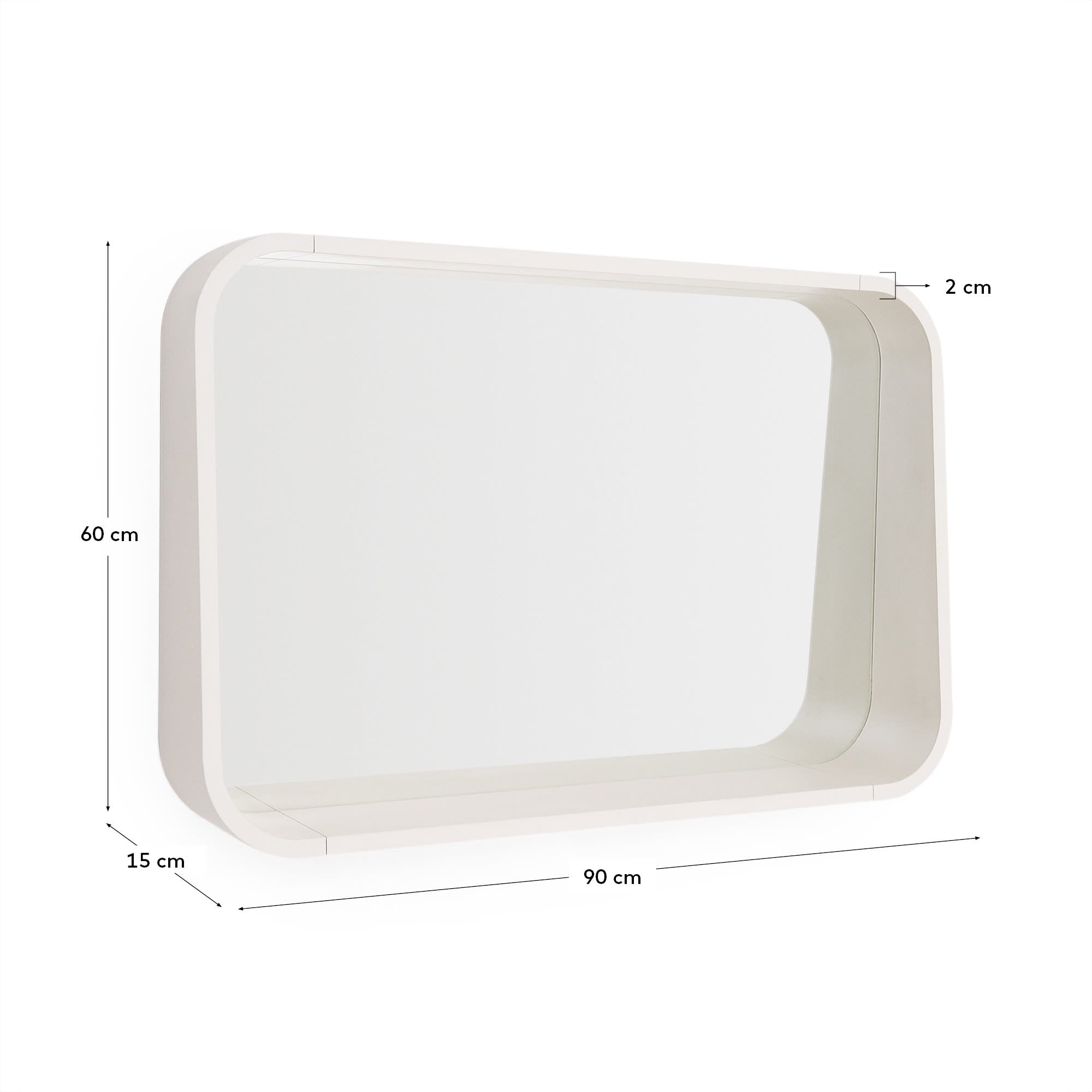Verleihen Sie Ihrem Raum mit dem eleganten Spiegel Salaya (90 x 60 cm) von Kave Home aus langlebigem Eschenschichtholz und warmer, beiger Lackierung einen Hauch von Stil.